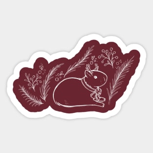 Reindeer Capybara [White Lines] Sticker